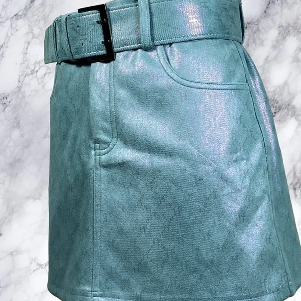 Superdown Kiki Mini Skirt - Metallic Blue